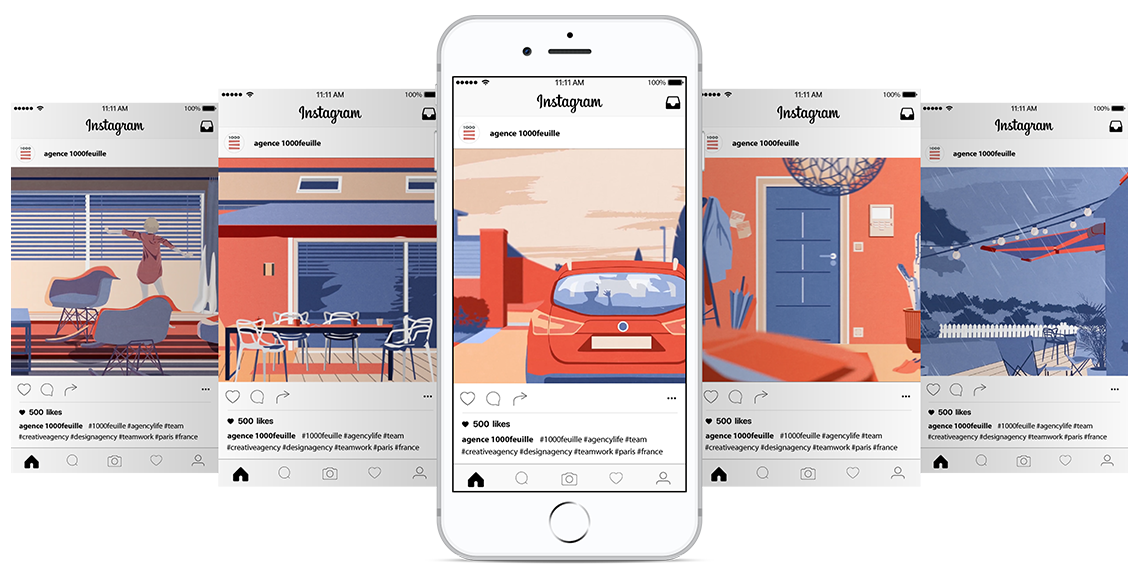 Déclinaison du Film LAPEYRE La Maison connectée en différents posts pour instagram