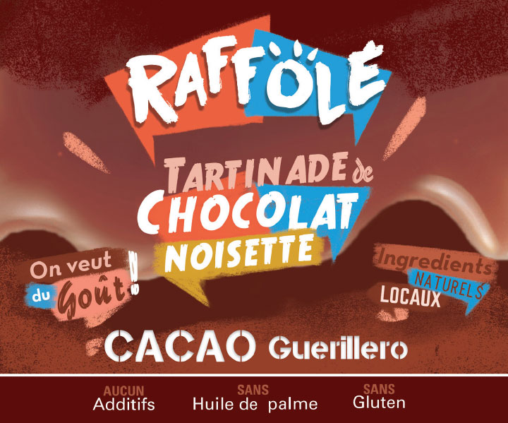 étiquette des packaging de pâte à tartiner au chocolat et la noisette