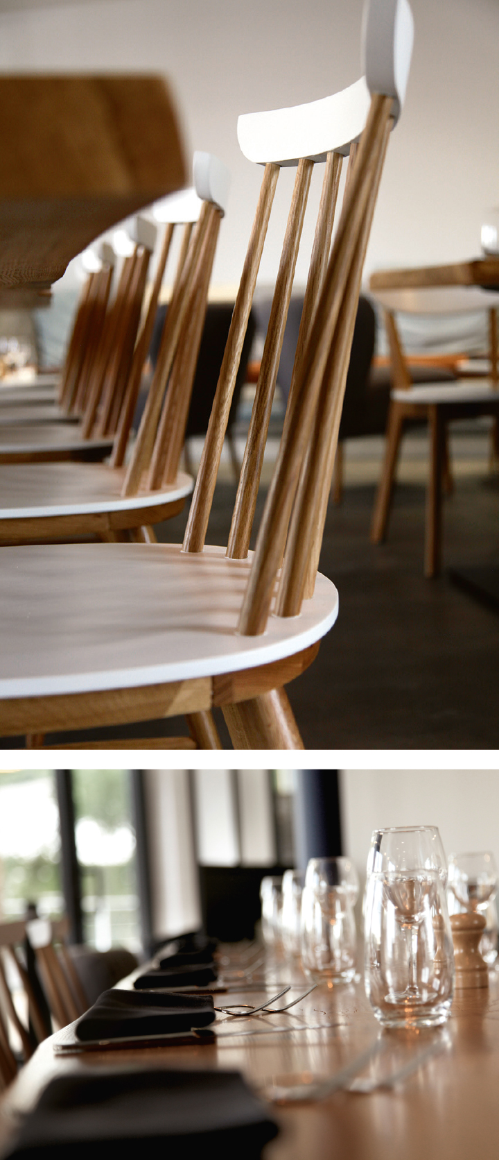 Chaises et tables du restaurant pour déjeuner